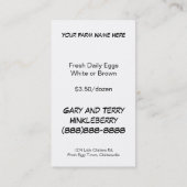 Freie Strecke Eggs Schicht oder Geflügel-Vogel Visitenkarte (Rückseite)