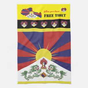 Freie tibet- und tibetische Flagge, Karte, Herz/Ti Geschirrtuch
