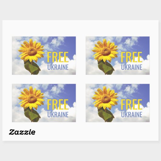 Freie Ukraine Blauer Gelbblütenfrieden Rechteckiger Aufkleber (Blatt)