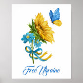 Freie Ukraine Sonnenblumen und Butterfly-Poster Poster (Vorne)