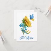 Freie Ukraine Sonnenblumen und Schmetterling Karte (Vorderseite/Rückseite Beispiel)