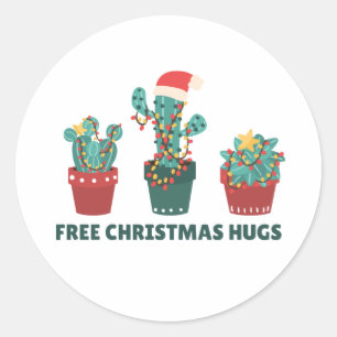 Freie Weihnachtshugs Funny Cactus Pflanze Classic  Runder Aufkleber