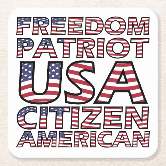 Freier amerikanischer Flaggentext Rechteckiger Pappuntersetzer (Vorderseite)