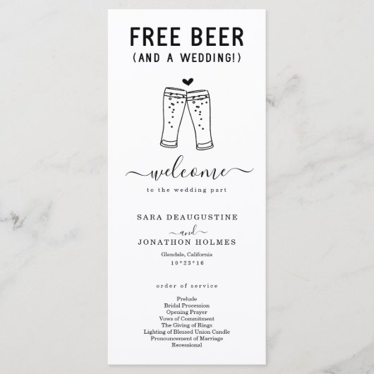 Freier Bierspass und Hochzeitsprogramm Programm (Vorderseite)
