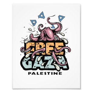 Freier Gaza-Streifen Palästina - Octopus Illustrat Fotodruck