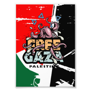 Freier Gaza-Streifen Palästina - Octopus Illustrat Fotodruck