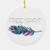 Freier Geist-Aquarell-Feder Keramik Ornament (Hinten)