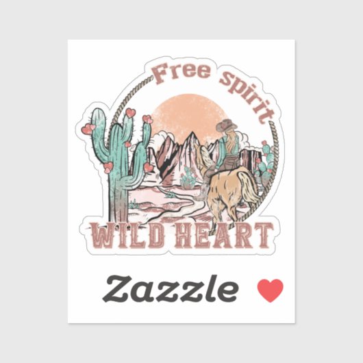 Freier Geist, Wildes Herz | WESTERN Aufkleber (Blatt)