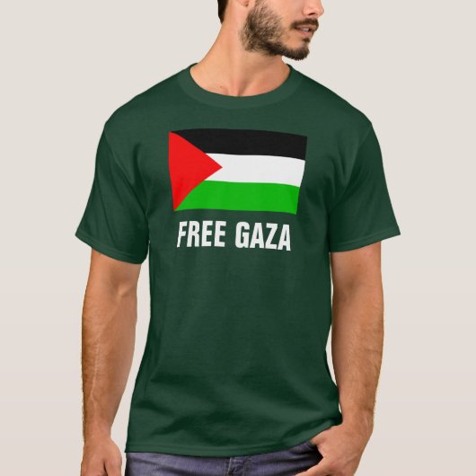Freier grüner T - Shirt Gaza - große Buchstaben (Vorderseite)