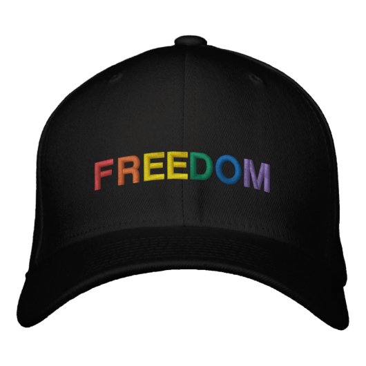 Freier Regenbogentypografie-Gay Pride Bestickte Baseballkappe (Vorderseite)
