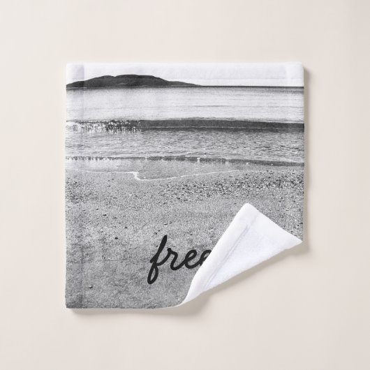 Freier Sandstrand in Schwarz und Weiß Badhandtuch Set (Waschlappen)