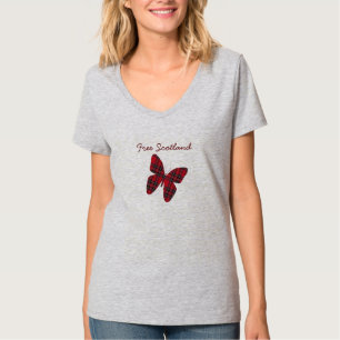 Freier Schottlandtartan-Schmetterlings-T - Shirt