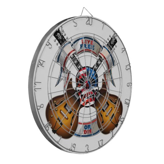Freier Skull und Gitarren Dartscheibe (Vorderseite Links)