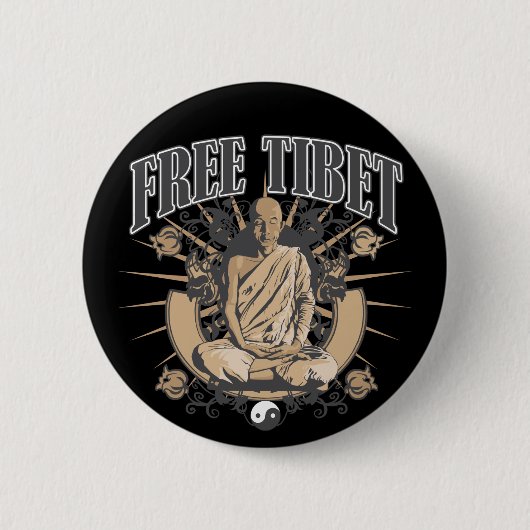 Freier Tibet-Mönch Button (Vorderseite)