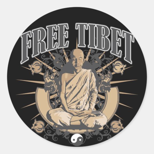 Freier Tibet-Mönch Runder Aufkleber (Vorderseite)