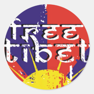 FREIER TIBET-STICKER RUNDER AUFKLEBER