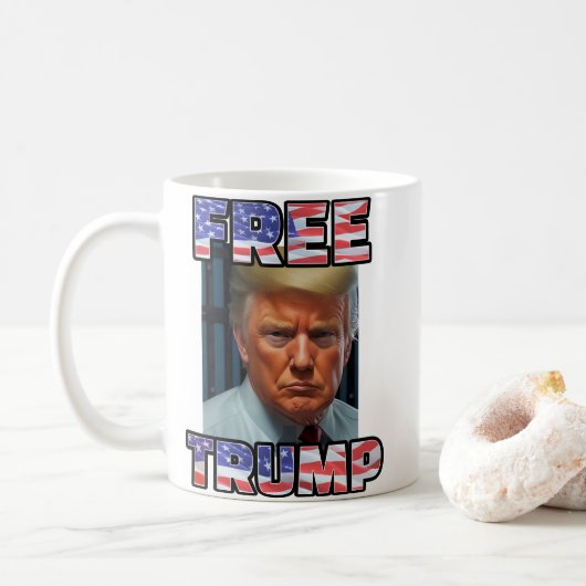 FREIER TRUMP 2024 | Mugshot-Tasse Kaffeetasse (Mit Donut)