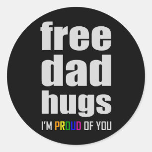 FREIER VATER HUGS LGBT Flag Monat LGBTQ Regenbogen Runder Aufkleber
