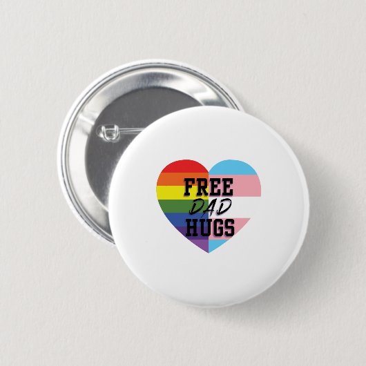Freier Vater umarmt LGBTQ (E) Qualität Waren Button (Vorne & Hinten)