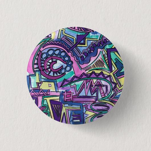 Freier Wille - Handgemalte abstrakte Kunst Button (Vorderseite)