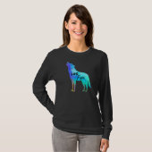 Freier Wolf mit Waldbäumen Funny Wolf T-Shirt (Vorne ganz)