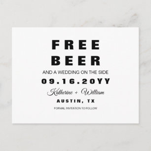 Freies Bier lustiges einfaches Wedding Save the Ankündigungspostkarte