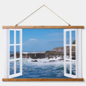 Freies Fenster Seaside Escape Wandteppich Mit Holzrahmen (Vorne)