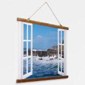 Freies Fenster Seaside Escape Wandteppich Mit Holzrahmen (Gewinkelt)