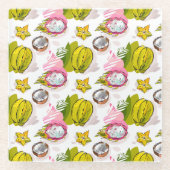 Freies handtexturiertes Fruchtmuster Glasuntersetzer (Vorderseite)