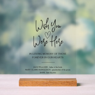 Freies Memorial für die Hochzeit des Gedächtnisses Acrylschild