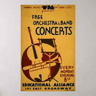 Freies Orchester berät sich 1938 WPA über Vintages Poster