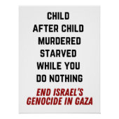 FREIES PALESTINE-Kind ermordet Gaza Israel Völkerm Poster (Vorderseite)