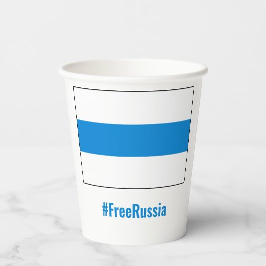 Freies Russland - Englisch - Weiße Flagge Pappbecher (Rückseite)