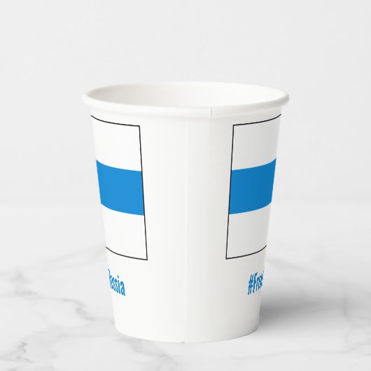 Freies Russland - Englisch - Weiße Flagge Pappbecher (Rechts)