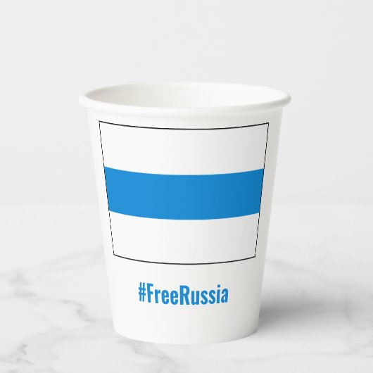 Freies Russland - Englisch - Weiße Flagge Pappbecher (Vorderseite)