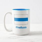 Freies Russland - Englisch - Weiße Flagge Zweifarbige Tasse (Links)