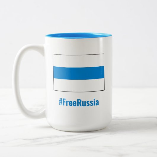 Freies Russland - Englisch - Weiße Flagge Zweifarbige Tasse (Links)
