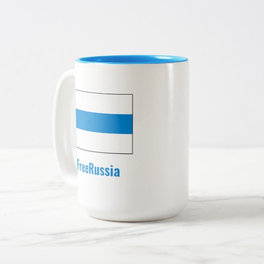 Freies Russland - Englisch - Weiße Flagge Zweifarbige Tasse (Vorderseite Links)