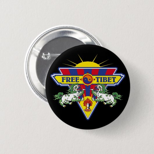 Freies Tibet-Flaggen-Logo Button (Vorne & Hinten)
