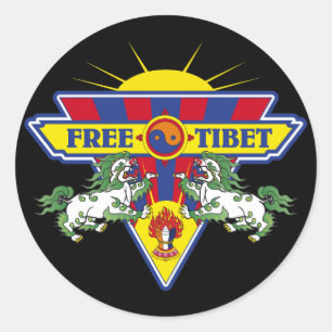 Freies Tibet-Flaggen-Logo Runder Aufkleber
