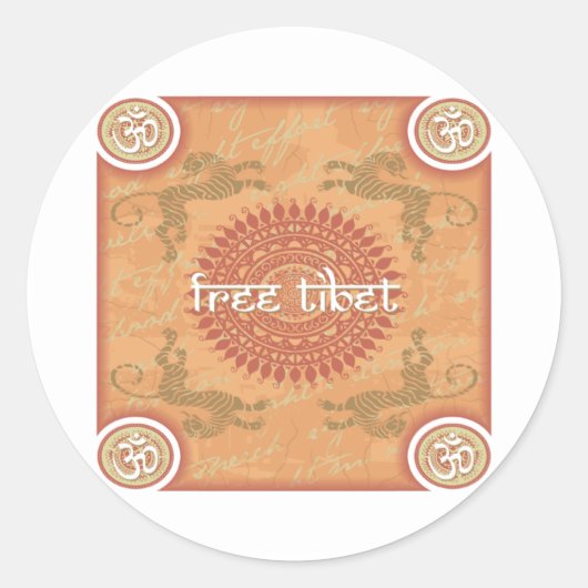 Freies Tibet Runder Aufkleber (Vorderseite)