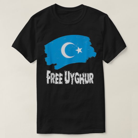 Freies Uigurisch mit uigurischer Flagge T-Shirt (Design vorne)