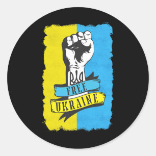 Freies Ukraine Ich stehe mit der Ukraine-Flagge Un Runder Aufkleber
