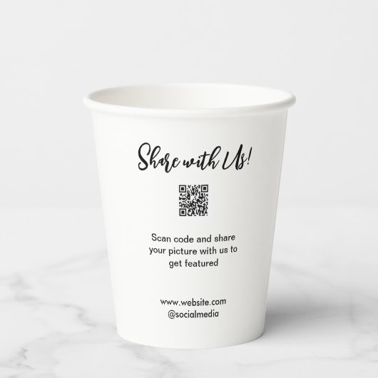 Freigabe der Bildprüfung QR-Code hinzufügen Websit Pappbecher (Rückseite)