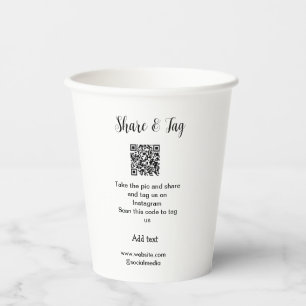 Freigabe und Tag für Instagram Scan QR Add-Website Pappbecher