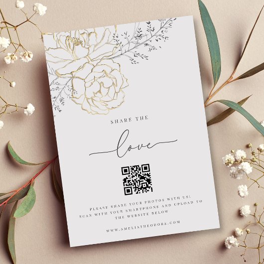 Freigeben der Liebe Elegant Wedding Foto Share QR  Begleitkarte