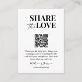 Freigeben der Liebe QR-Code Hochzeit-Foto teilen Begleitkarte (Vorderseite)