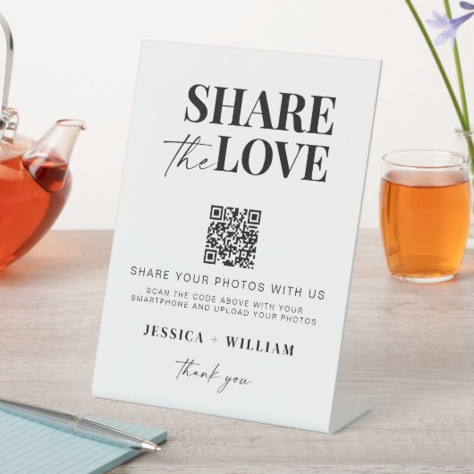 Freigeben der Liebe QR-Code Hochzeit-Foto teilen Sockelschild (In Situ)