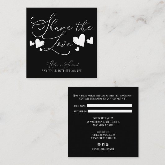 Freigeben der Liebe Simple Minimal Hearts Script-R Empfehlungskarte (Vorne/Hinten)