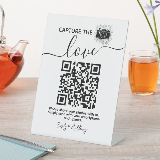 Freigeben des Liebe-Hochzeitungs-Fotos QR-Code-Zei Sockelschild (In Situ)